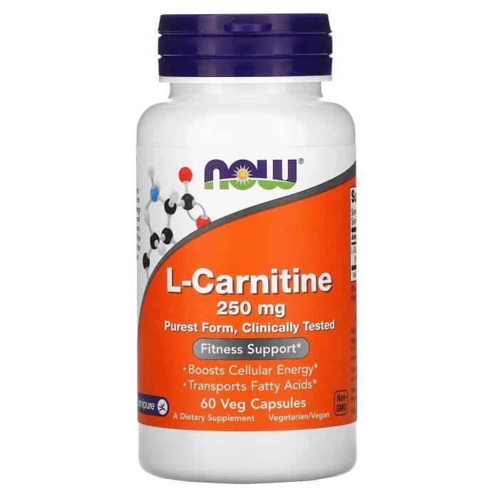 NOW FOODS L-Carnitine 250mg (Soutien à la condition physique) 60 Gélules Végétariennes