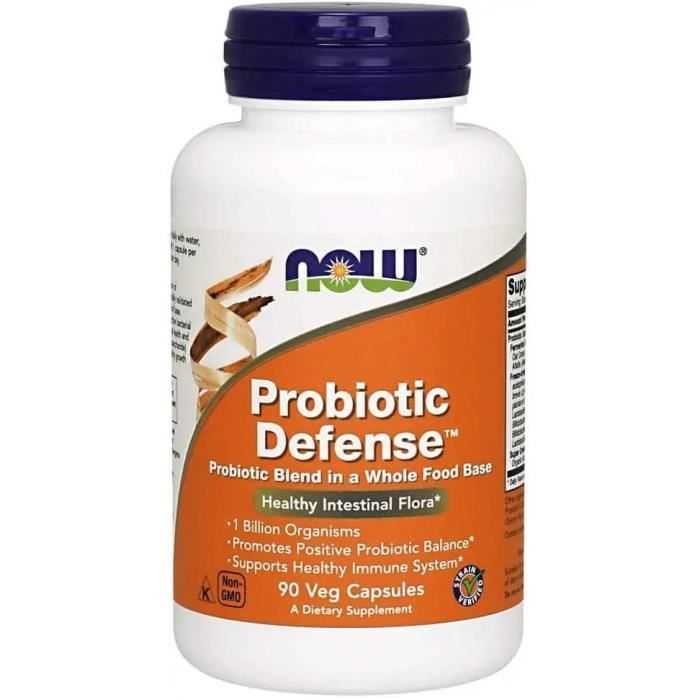 NOW FOODS Probiotic Defense (Probiotique, Système digestif) 90 Gélules Végétariennes