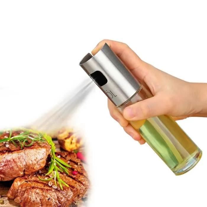 Vaporisateur Huile Pluvérisateur d'Huile Vaporisateur Huile Cuisine en Verre et Inox pour Cuisson Barbecue 100ml