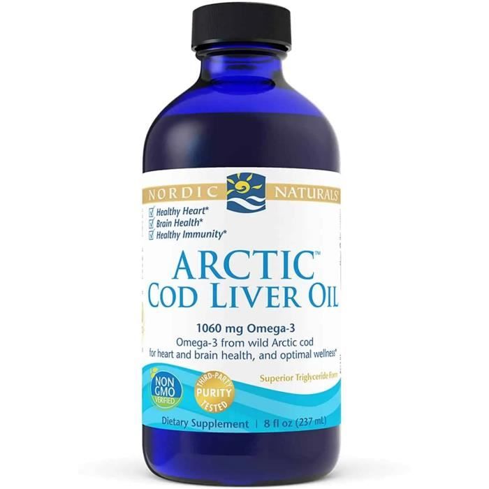 Nordic Naturals Huile de foie de morue arctique 1060mg 237ml Sans goût