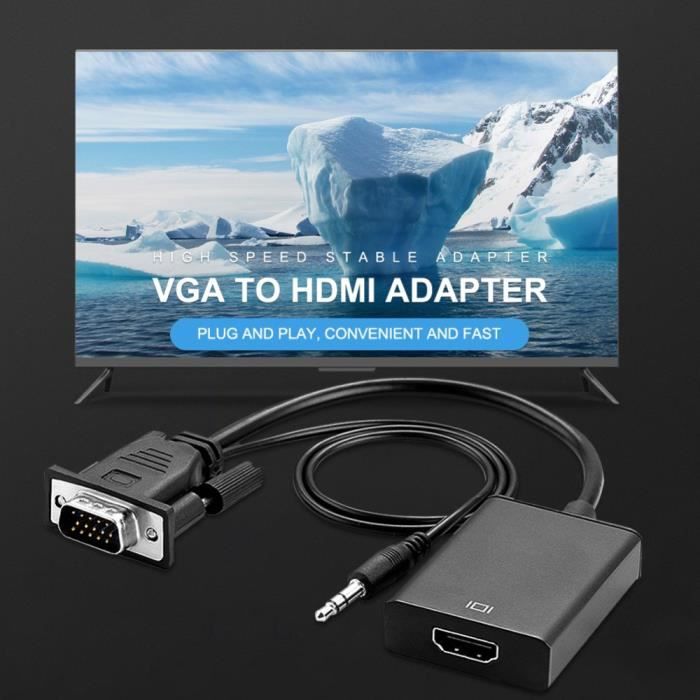 Adaptateur VGA Vers HDMI Avec Câble Audio 3,5 Mm Pour Ordinateur TV Ordinateur Tablette PC