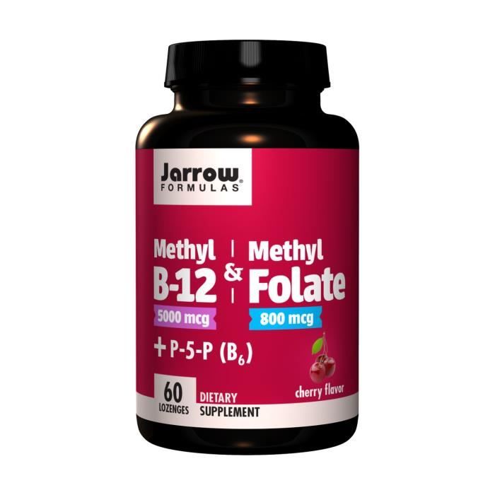 Jarrow Formulas+Méthyle B-12 et cerise de folate de méthyle 800 mcg 60 comprimés