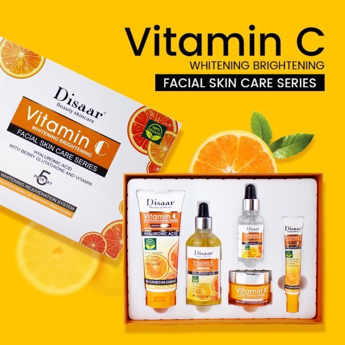 Disaar vitamine C blanchiment éclaircissant soin de la peau du visage sérum Set, série de soins de la peau du visage,5pcs/ Set