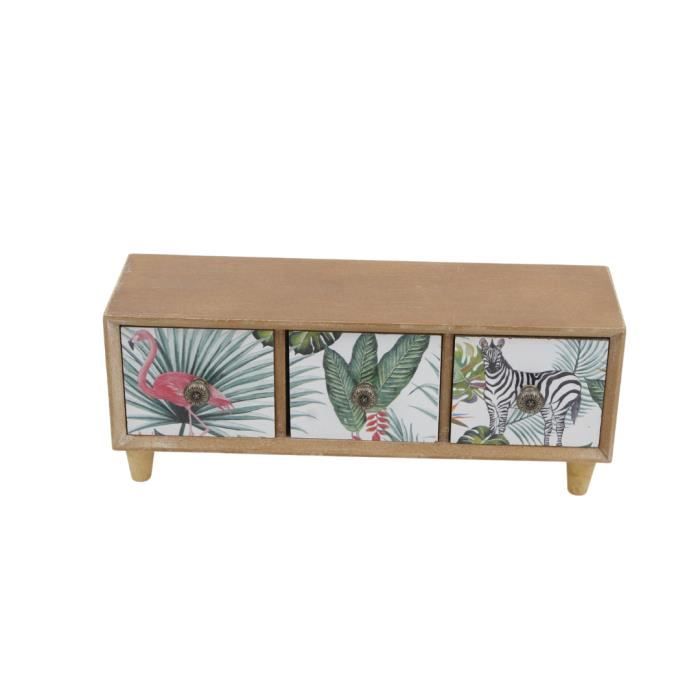 Boite de rangement 3 tiroirs Flamant Rose