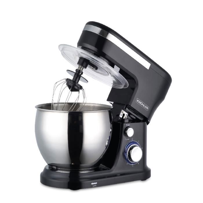 Robot pétrin - KROHLER - 5L - 1300W - Acier inoxydable - 7 vitesses - Design moderne