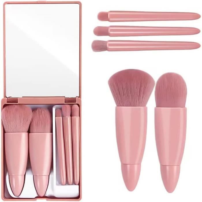Sets Et Coffrets D accessoires De Maquillage - Ensemble Pinceaux Portables Étui À Miroir 5 Pièces Maquillage
