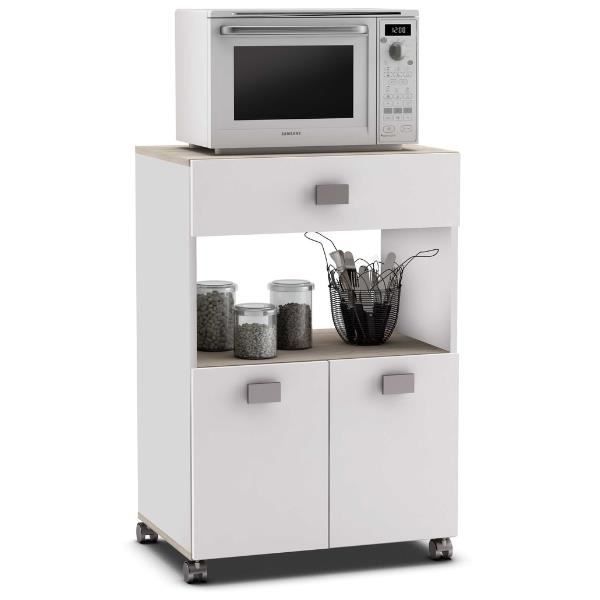 La desserte Rosemary est fabriquée en panneaux de particules mélaminés en blanc mat et décor acacia. La desserte se compose d'un ...