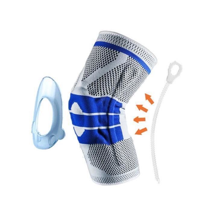 L-Gris Avec Silicone-Genouillères rembourrées en silicone, 1 pièce, attelle de soutien, basket ball, fitness,