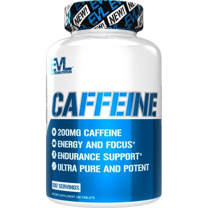 Caféine 100 com Sans saveur Evl Nutrition Seche