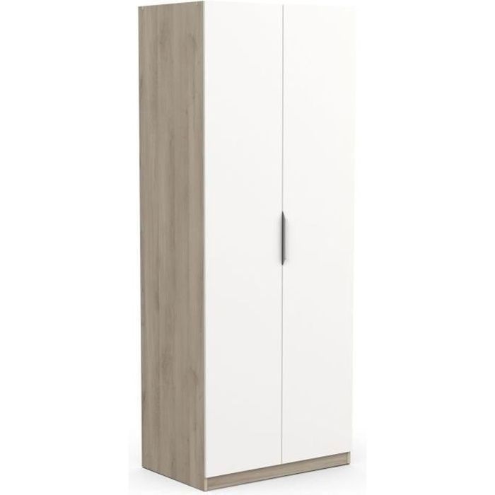 Armoire GHOST - Décor chêne kronberg et blanc mat - 2 Portes - L.79,4 x P.51,1 x H. 203 cm - DEMEYERE