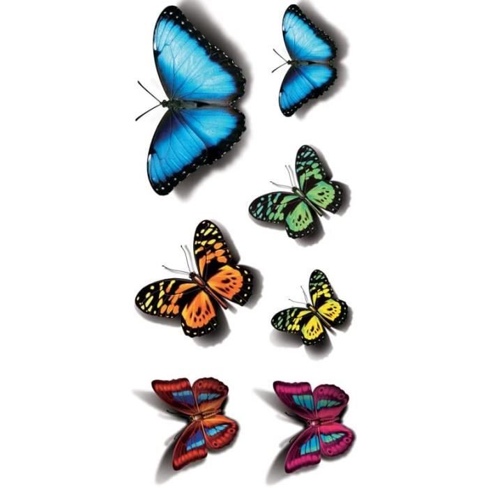 8 Stickers 3D Couleur Papillon Décalcomanies Corps Art Décalcomanie Volant