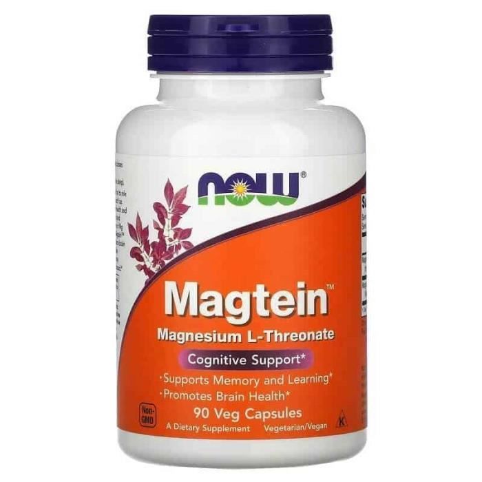 NOW FOODS Magtein Magnésium L-Thréonate (cerveau, fonctions cognitives) 90 gélules végétales