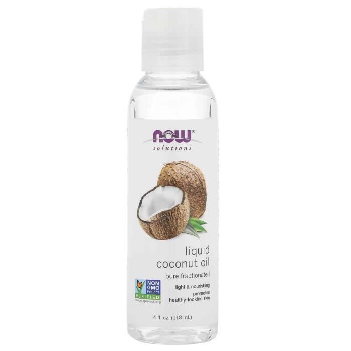 NOW SOLUTIONS Huile de noix de coco liquide 118 ml (4 fl. oz), Léger et nourrissant