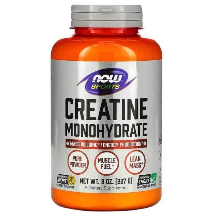 NOW SPORTS Créatine monohydrate en poudre 227g, Construction de masse, production d'énergie