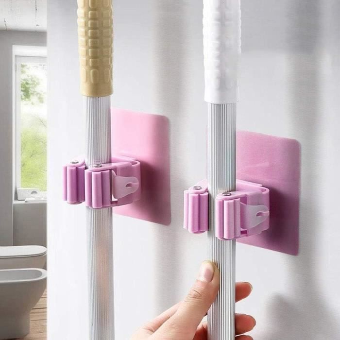 Accroche Balai Mural Autocollant 4Pcs Auto-Adhésif Crochet En Plastique De Support De Balai À Franges Adapté For Potager Buan[H1136]