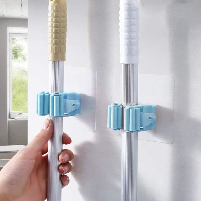 Accroche Balai Mural Autocollant 4Pcs Auto-Adhésif Crochet En Plastique De Support De Balai À Franges Adapté For Potager Buan[H1133]