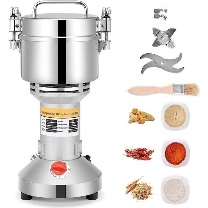Moulin Céréales Grains électrique,500g Portable Grinder 220V Moulin à épices mit 3 Lames ,pour céréales, herbes, épices