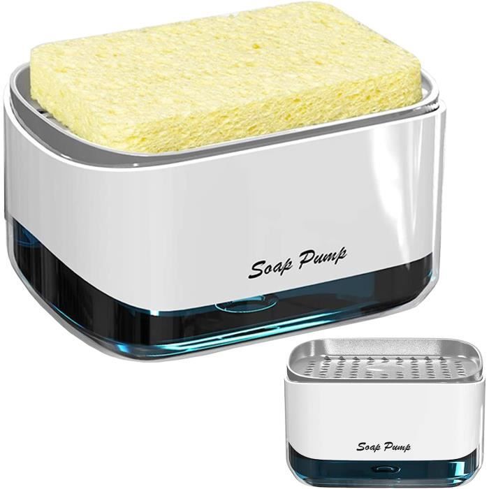 Distributeur De Savon Liquide Avec Porte-Éponge 2 En 1,Distributeur Liquide Vaisselle,Distributeur De Pompe À Main En Plasti[H201]