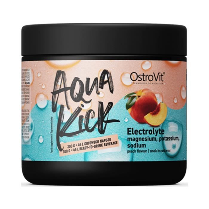 Aqua Kick 300g Electrolyte - Pêche OstroVit Boisson Energetique pour le Sport