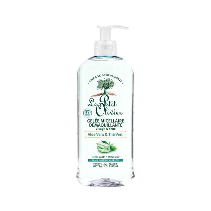 Gelée Micellaire Démaquillante - Le Petit Olivier - Aloe Vera Thé Vert - 400ml - Sans parabène - Peaux normales