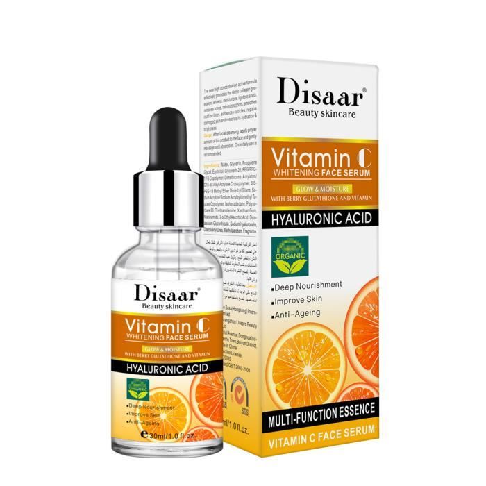 Sérum Visage VC - Disaar-Sérum éclaircissant pour le visage à la vitamine C, Acide hyaluronique, Essence hydr