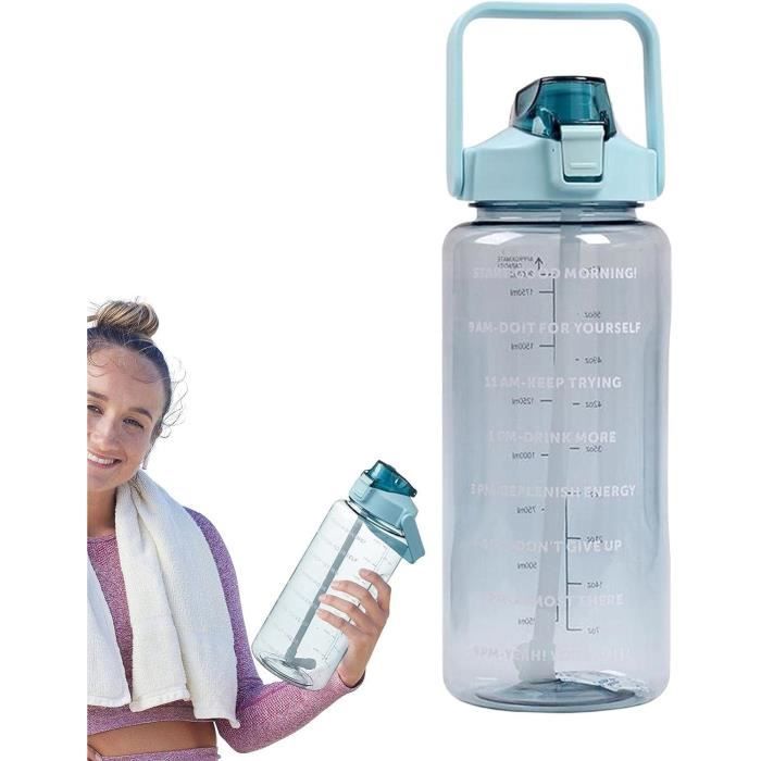 Gourde 2L-Bouteille D'Eau Avec Paille Et Marqueur De Temps De Motivation Gourde 2L Motivation Gourde Graduée Gourde Spor[u6272]