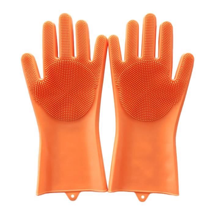 Gant ménage-vaisselle,Gants magiques en silicone pour la cuisine,la présidence,les livres,la vaisselle,le gIslande en - orange[A593]