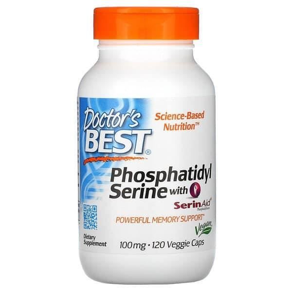 Doctor's Best Phosphatidylserine avec SerinAid 100mg (Système Nerveux, Fonction Cérébrale) 120 capsules végétariennes
