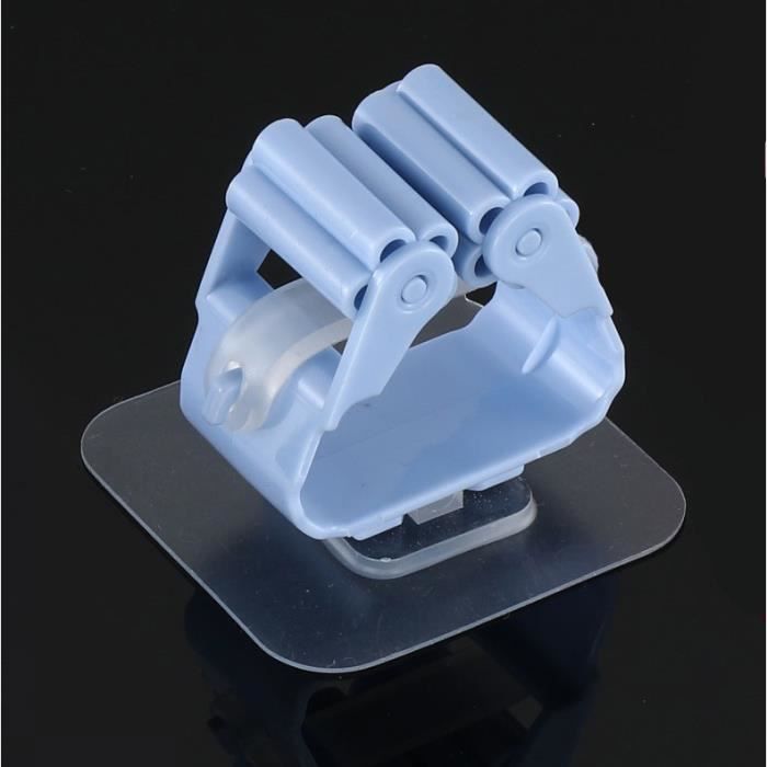 1 pcs - Bleu - Support de rangement de balai de serpillière, Clip de serpillière cuisine salle de bains adhés