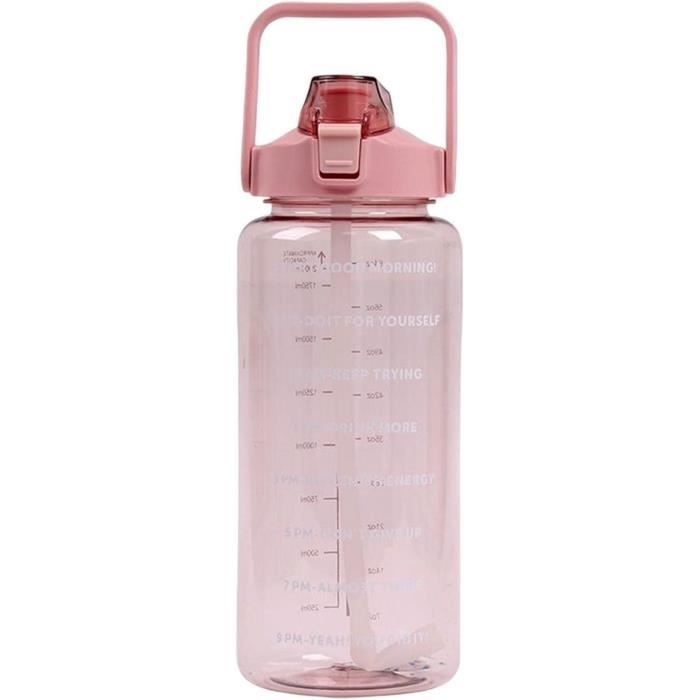 Gourde 2L, Gourde 2L Motivation, Gourde Graduée, Avec Marqueur Et Paille, Avec Poignée, Bouteille D'Eau Étanche Pour La Rand[x475]