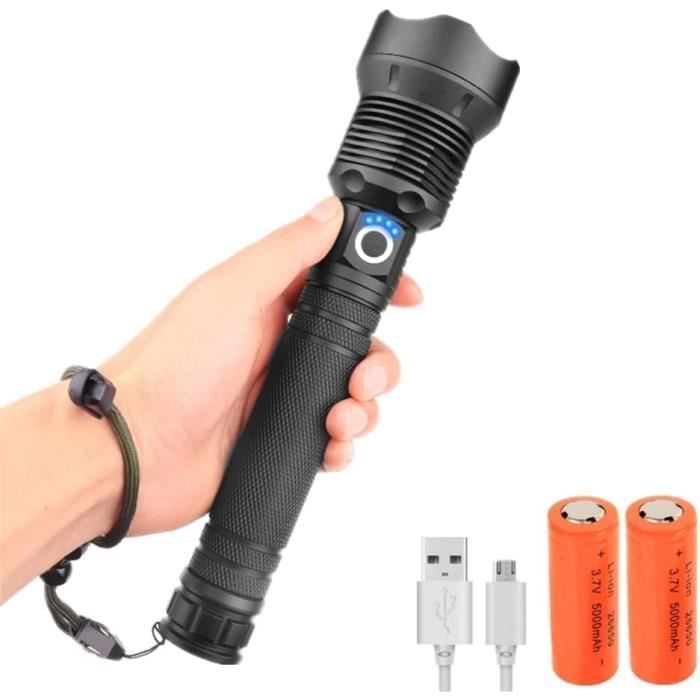 Torche Lampe De Poche Led Rechargeable Super Bright Xhp70 Led Lampe Militaire Tactique Mise Au Point Réglable 5 Modes Torche [u1110]
