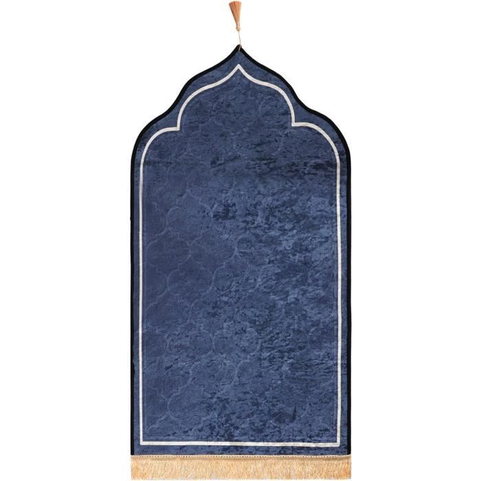 Tapis De Prière Velours - Musulmane - Taille 60x110cm - Couleur Bleu - Tapis de décoration