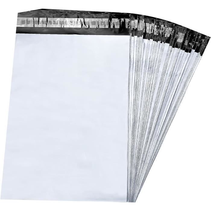 50Pcs enveloppe plastique expedition, emballage colis vetement, pochette envoie, Autoadhésive sachet Colis, Opaques sac(34×46cm)