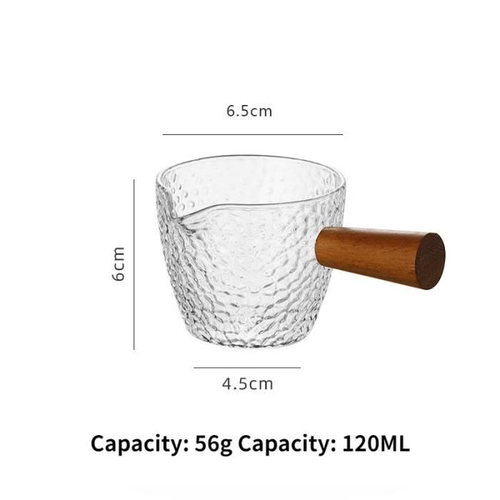 Tasses à café en verre avec poignée en bois massif,petit pot à lait japonais,pot à lait,tasse à café,accessoires - 120ML[E4349]