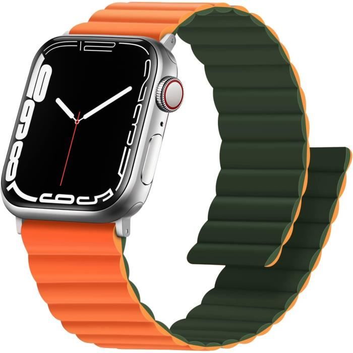 Compatible Avec Bracelet Apple Watch 45Mm 44Mm 42Mm 41Mm 40Mm 38Mm, Bracelet Silicone Magnétique Réversible Double Face Pour[u1560]
