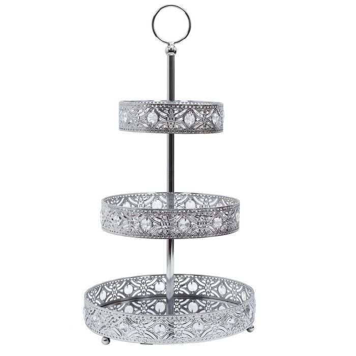 Plateau de Présentation - Argent - 3 Niveaux - 46 cm - Pratique - Élégant