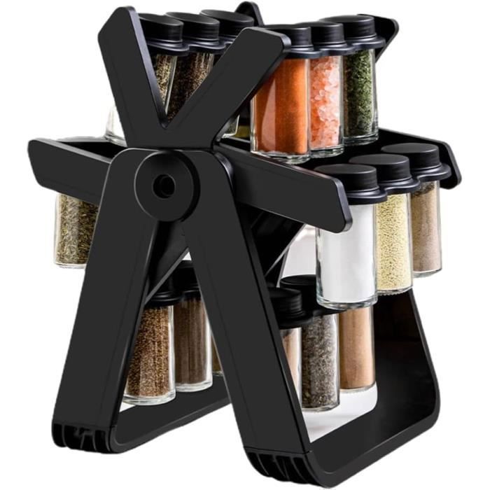 Étagère À Épices Rotatif Porte-Épices,Avec 18 Pots Verre Tournant Organisateur D'Étagère De Rangement De Cuisine ​Pour Condi[Z1984]