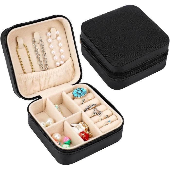 Petite Boîte À Bijoux De Voyage Portable En Cuir Synthétique Pour Bagues, Pendentifs, Boucles D'Oreilles, Collier, Bracelet ([H4458]
