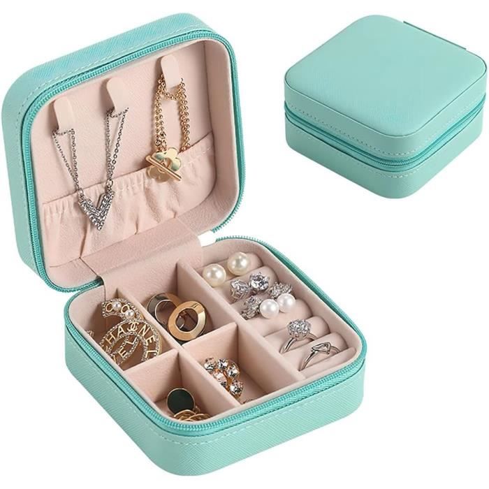 Boîte À Bijoux Mini Organisateur De Voyage Étui Portable Pour Bagues Boucles D'Oreilles Collier Cadeaux Pour Filles Femmes Bl[H1654]