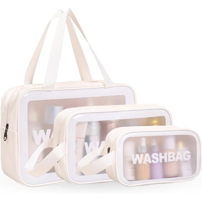 Trousse De Toilette Voyage, 3 Pièce Trousse Maquillage Transparente, Pvc Suspendue Imperméable Trousse De Toilette Pour Femm[H6532]