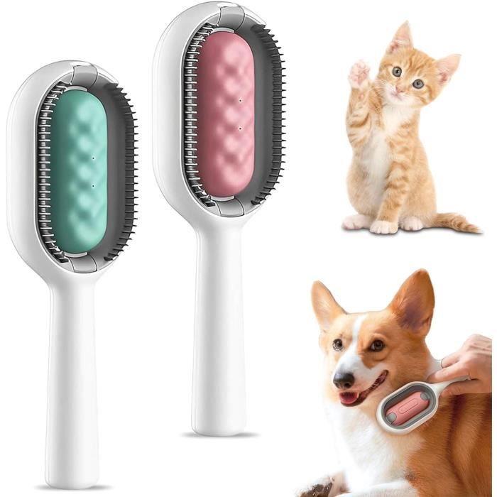 2 Pcs Brosse Chiens Chats Autonettoyante, Brosse Pour Chat Avec Réservoir D'Eau, Peigne D'Épilation Pour Animaux, Peigne À Ch[H1575]