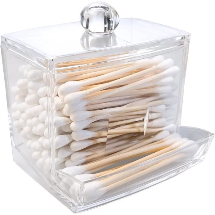 Récipient En Acrylique Pour Coton-Tige - Q-Tips, Boîte De Rangement Stockage Cosmétique Avec Couvercle En Plastique Pour Bâto[H1821]