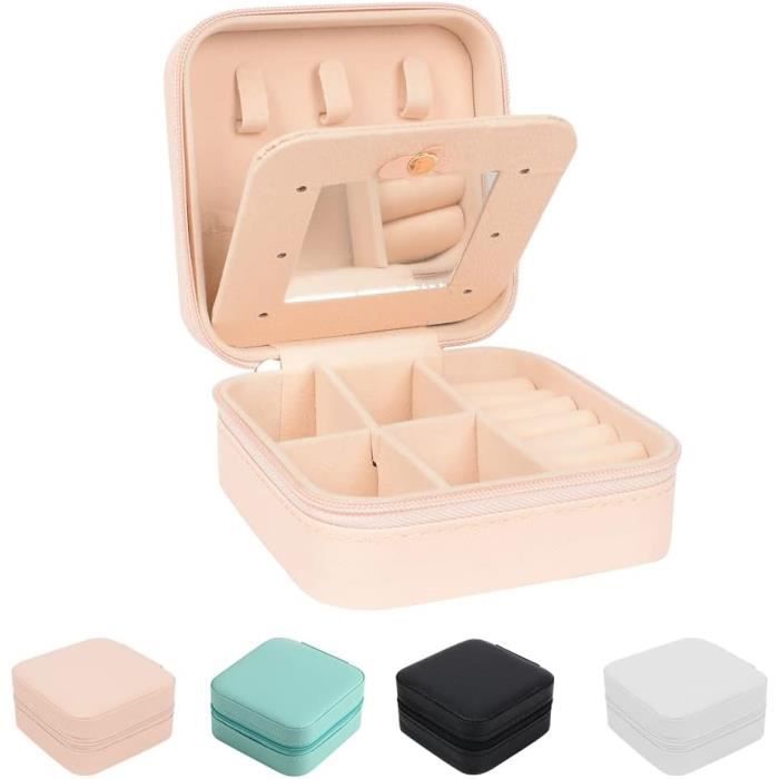 Boîte à Bijoux avec Miroir - Petite - Rose avec Miroir - Moderne - Portable, Légère