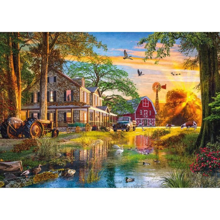 Puzzle 4000 pièces - Ks Games - Coucher de soleil à la ferme - 3000-5000 pièces - Pour 15 ans et plus