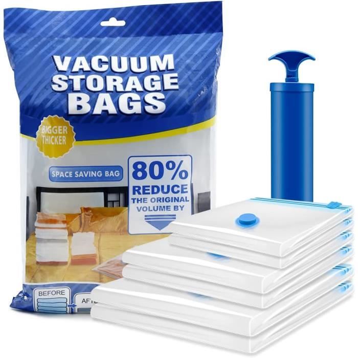Lot De 6 Sacs Sous Vide Pour Vêtements, Couettes, Oreillers (Avec Valve Hermétique Et Pompe À Main)[u2199]