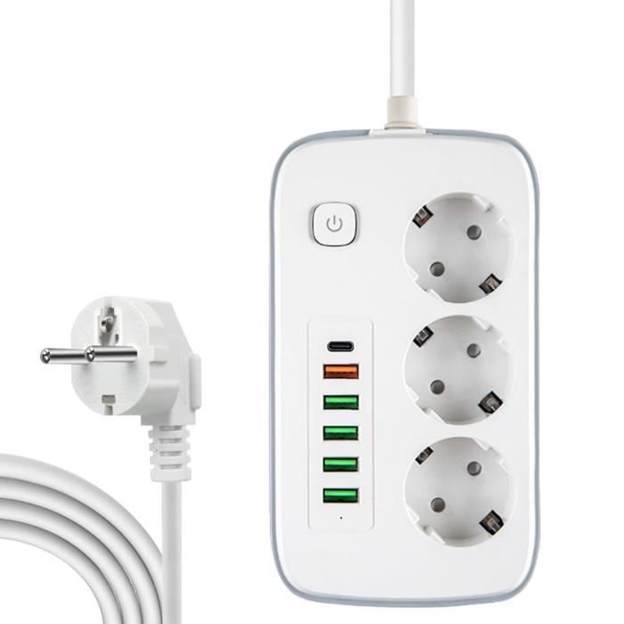 Multiprise Electrique, Bloc Multiprise, Multiprise Parasurtenseur, Parafoudre Multiprise Avec Interrupteur, 3 Prises Outlet +[H3759]