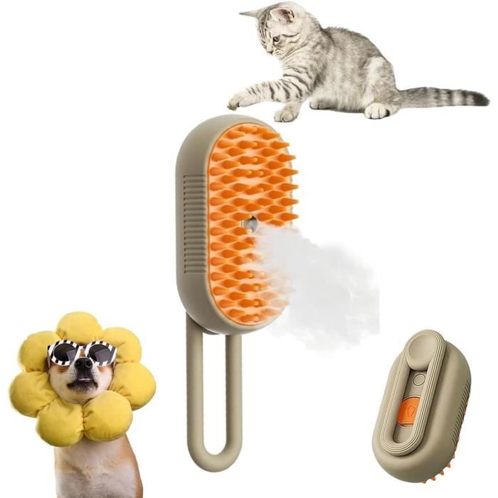 Brosse Chien Chat Vapeur, 4 En 1 Brosse À Vapeur Pour Chat, Brosse Poil Chat Électrique Avec Manche Rotatif, Brosse De Toilettage