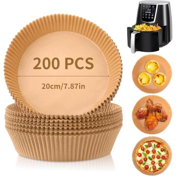 Papier Cuisson Air Fryer 200 Pièces,Fryer Parchment Paper Liners,Jetable Antiadhésive Sans Huile pour 5-8L Friteuse à Air (rond)
