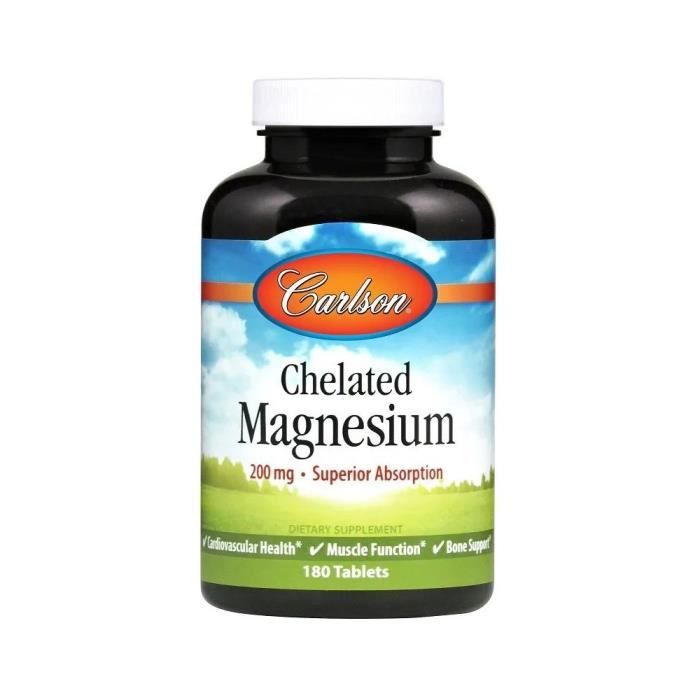 Carlson Labs magnésium chélaté 200mg 180 comprimés 6659