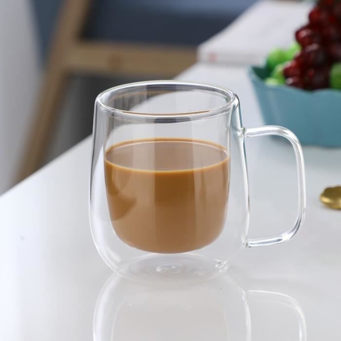 Tasse à café - 250 ml - Verre transparent - Double paroi - Design contemporain
